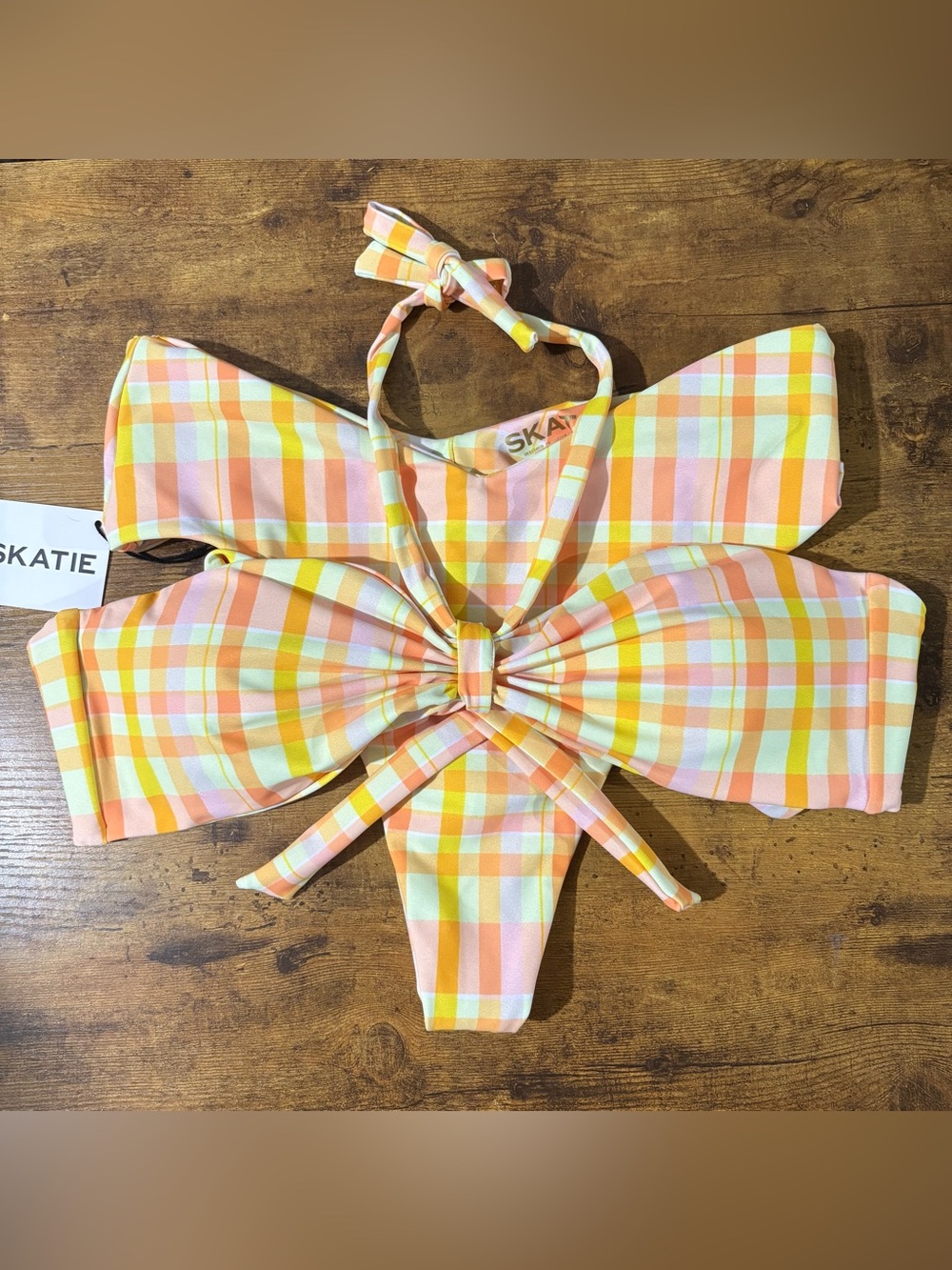 Skatie Suva Plaid Bikini Set Cher Top and Josie Bottom M & L